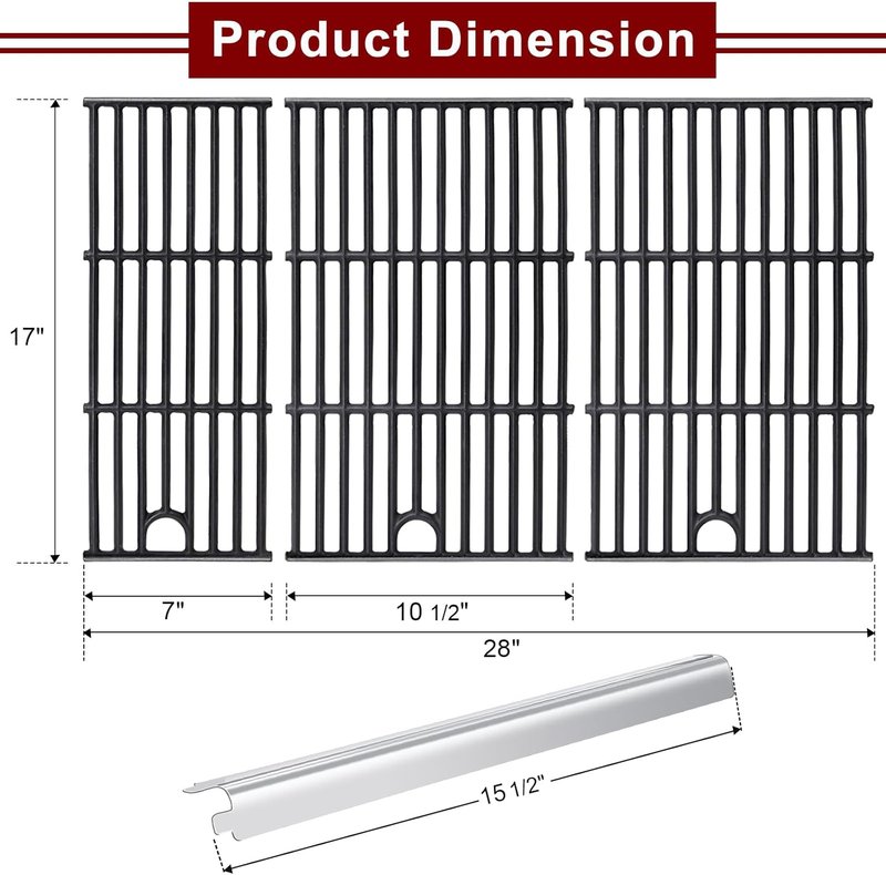 Charbroil Grill Replacement Parts - Cooking Grate & Heat Plate for 5 & 2 Burner Models | Durable Steel