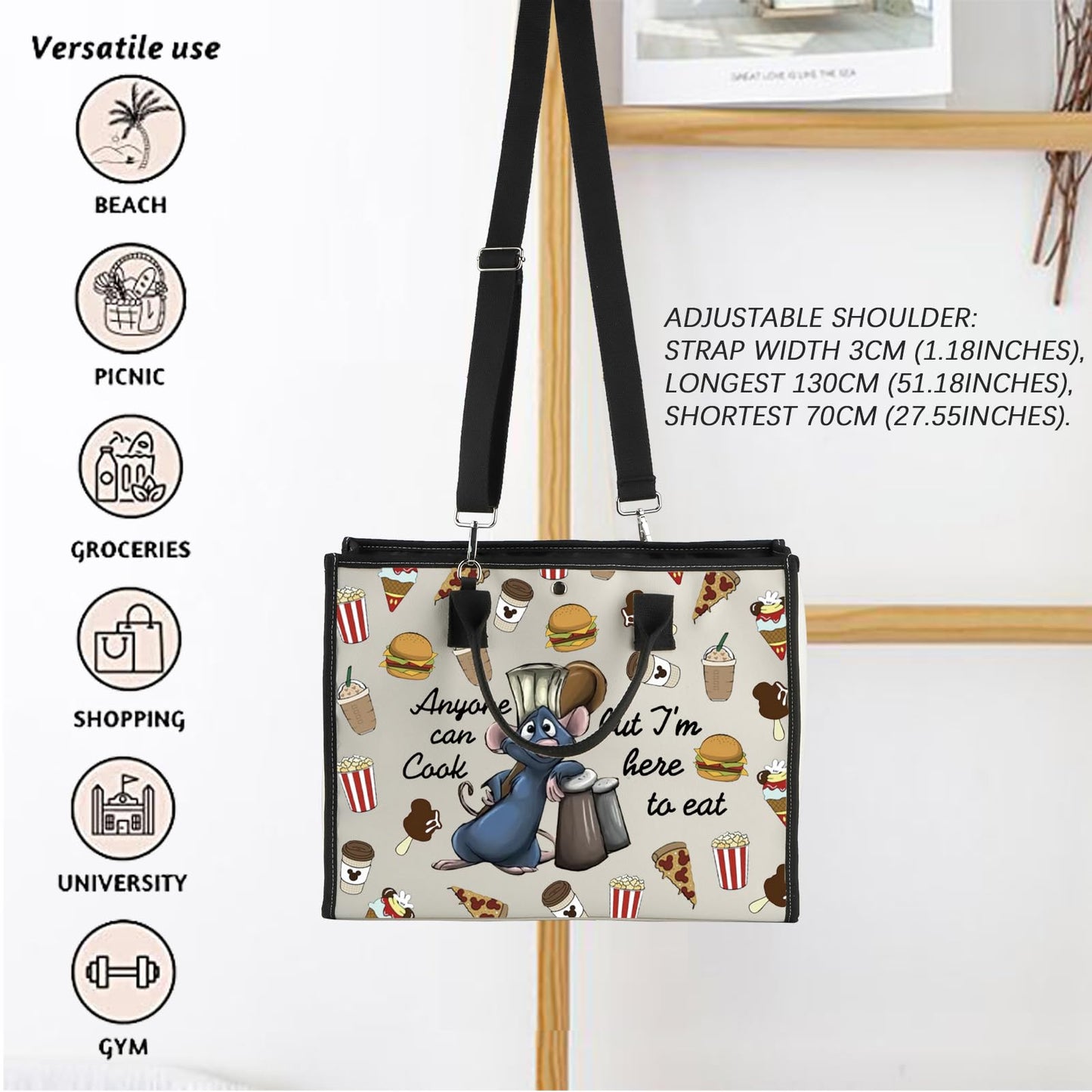FOTAP Remy Quote Gift Anyone Can Cook Quote Makeup Bag Remy Inspired Zipper Pouch Mouse Chef Cosmetic Bag (anyone cook LT)