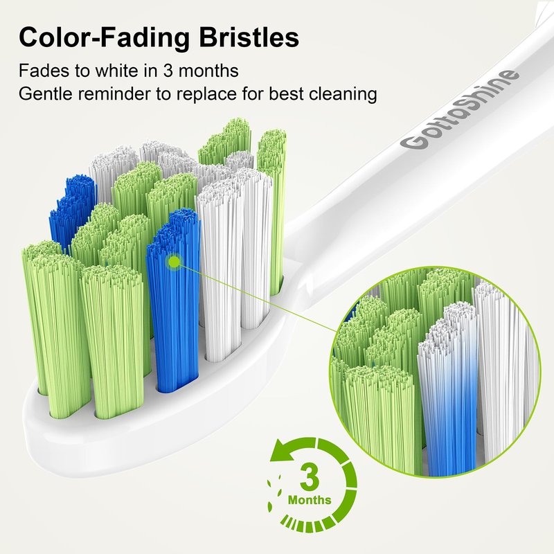 GottaShine Replacement Toothbrush Heads for Philips Sonicare – Plaque Control Toothbrush Heads Compatible with Click-on Electric Toothbrush Handles, 12 Pack White