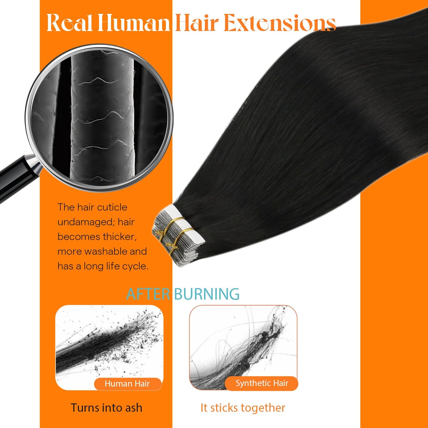 Sunny Hair Natural Black Tape in Hair Extensions Human Hair