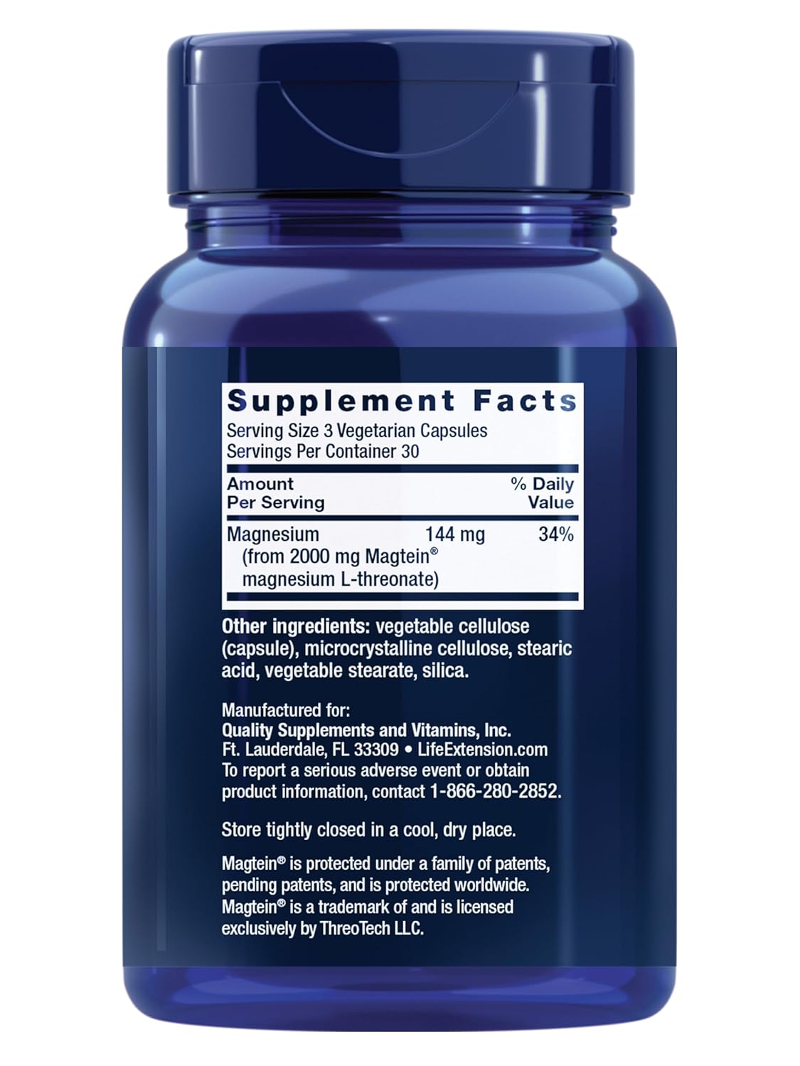 Neuro-Mag Magnesium L-Threonate - Cognitive Health Support, Quick Thinking | 90 Vegetarian Capsules (144 mg)
