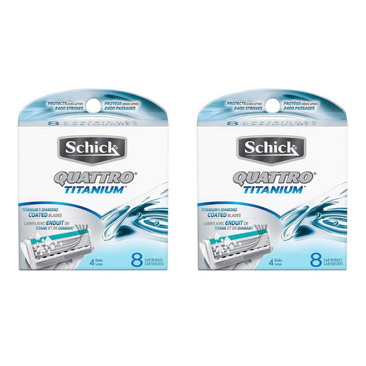 Schick Quattro Titanium Razor Blade Refills for Men - 8 Count - 2 Pack