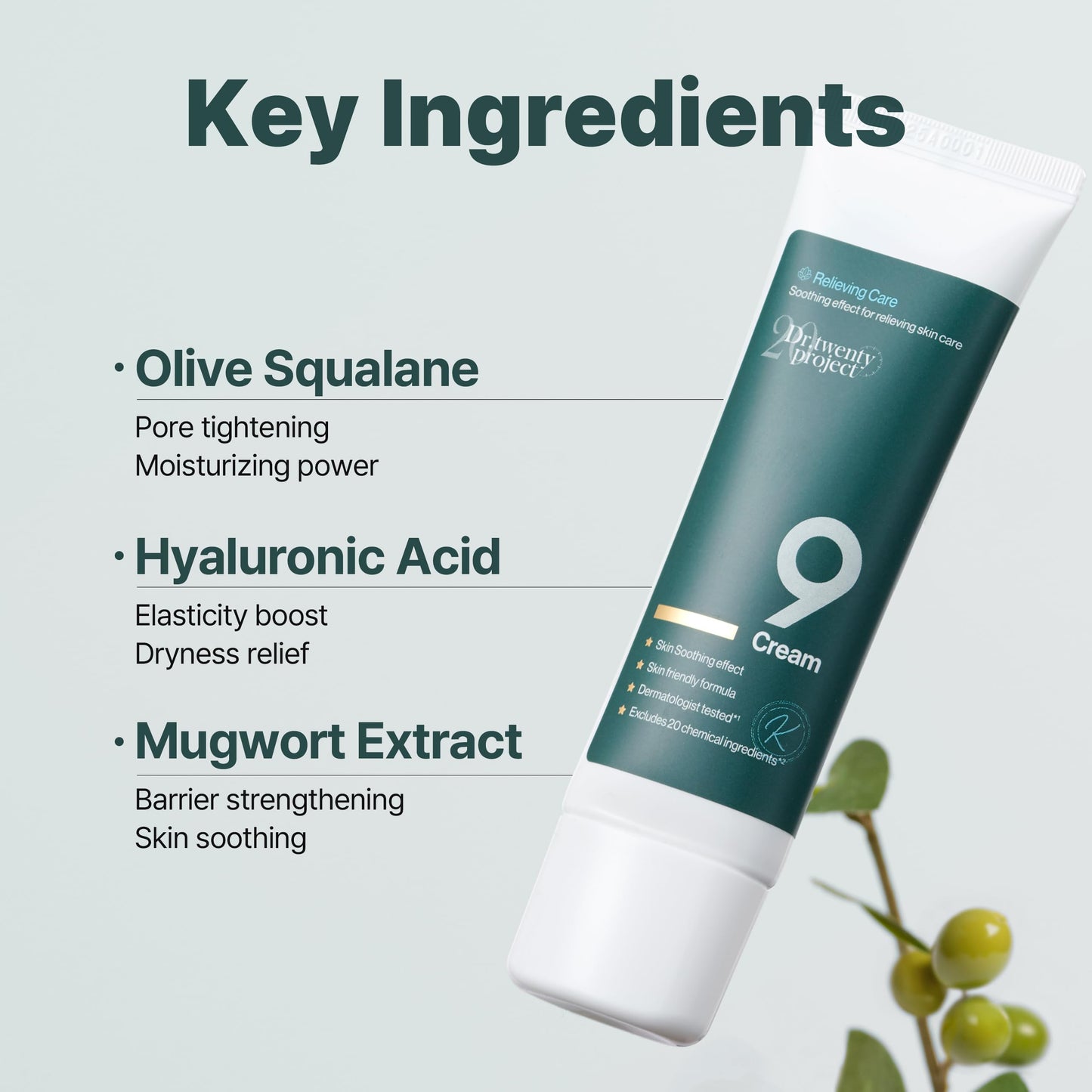 Dr.twentyproject 9 Cream - Pore Refining, Moisturizing, Soothing with Mugwort Extract for Sensitive, Oily Skin - Reduces Redness, Pore Minimizing, Deep Hydrating - Korean Skin care (50ml / 1.69 fl.oz)