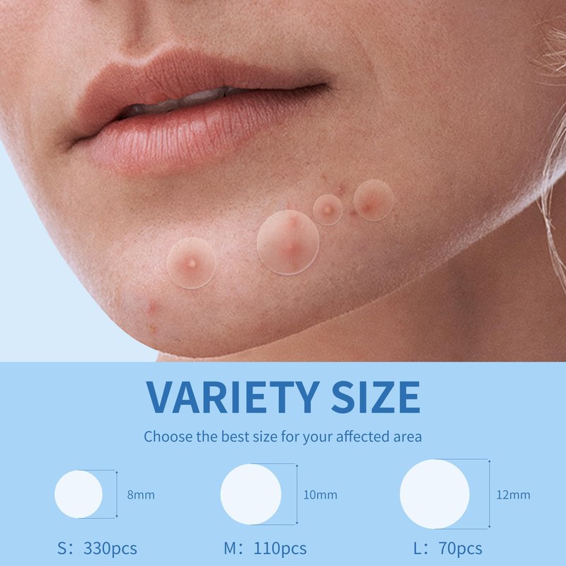 Daolyo Pimple Patches for Face - 3 Size 510 Counts Hydrocolloid Acne Patches for Covering Zits and Blemishes, Spot Stickers with Salicylic Acid, Tea Tree Oil & Calendula Oil(8mm,10mm,12mm)