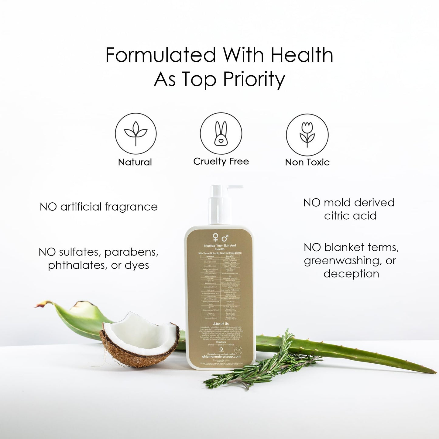 Natural Non Toxic Shampoo-Made with Olive Oil, Argan Oil, & Biotin, No Artificial Fragrance, Nourishing Ingredients, For All Hair Types, Family Owned (Sandalwood)