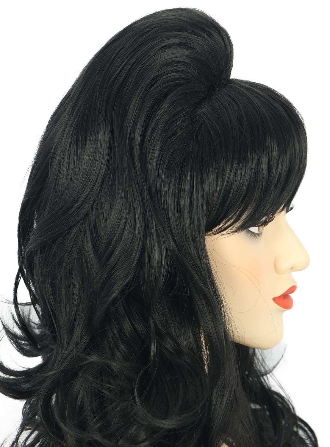 Long Wavy Black Wig for Women - 60s 70s Bouffant Beehive Costume | Perfect for Themed Parties