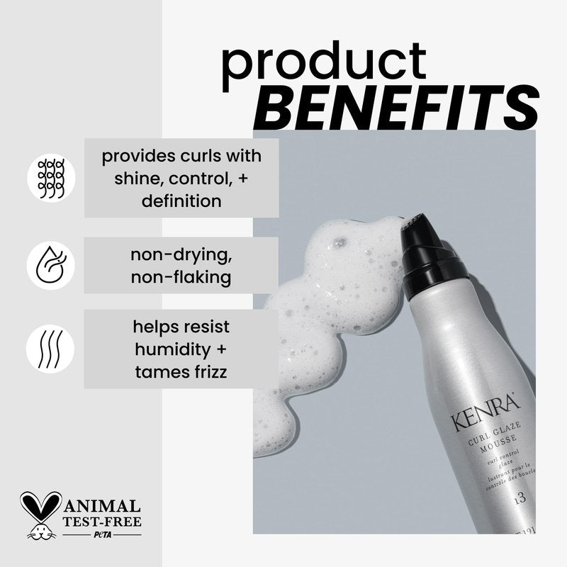 Kenra Professional Curl Glaze Mousse 13 | Curl Control Glaze | Provides Frizz Control & Humidity Resistance | All Hair Types | 6.75 oz (2-Pack)