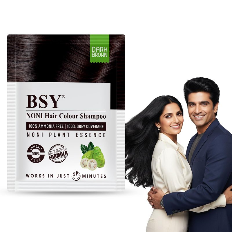 BSY Noni Black Hair Magic Shampoo - Natural 5 Mins Ammonia-Free Shampoo Hair Color, Permanent Hair Dye, 20x0.67 Fl Oz