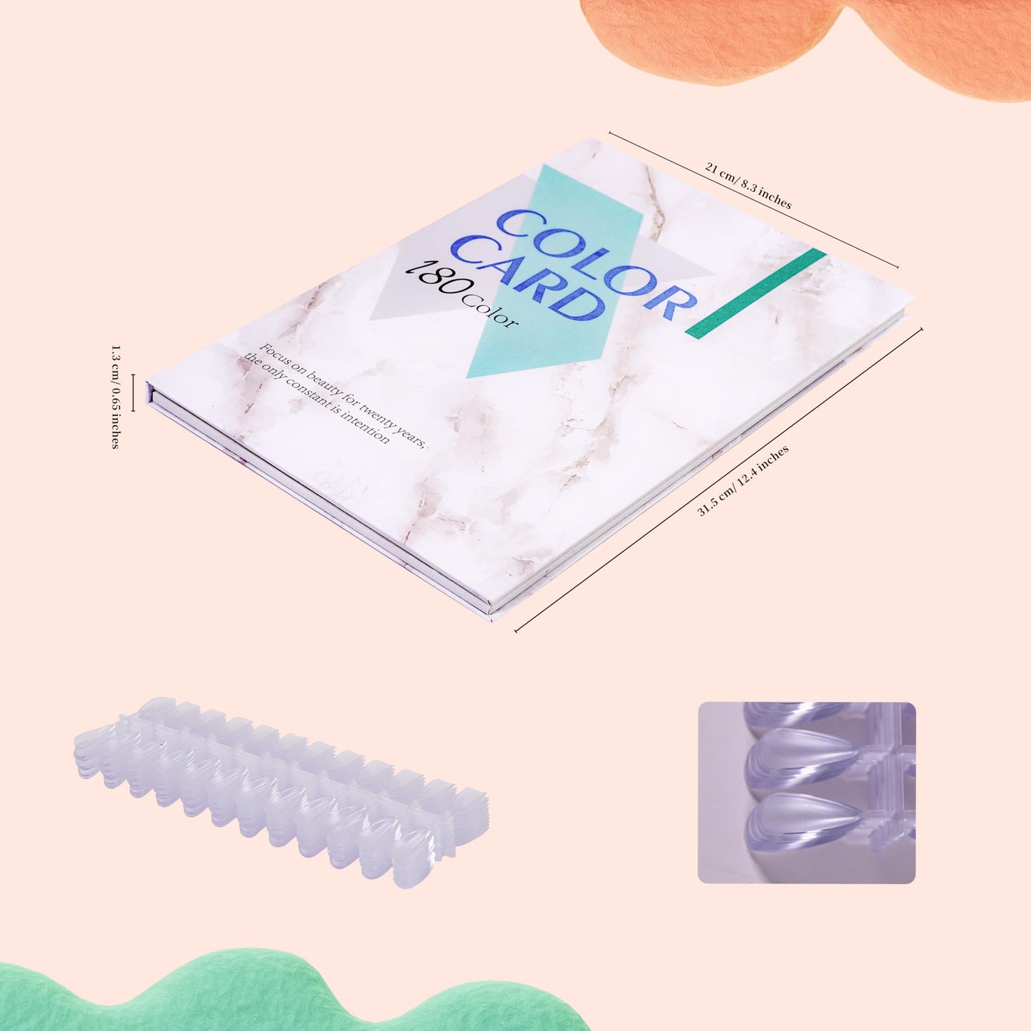 Acycoin2A 180 Nail Color Display Book Chart with 240 Nail Tips (A Style)