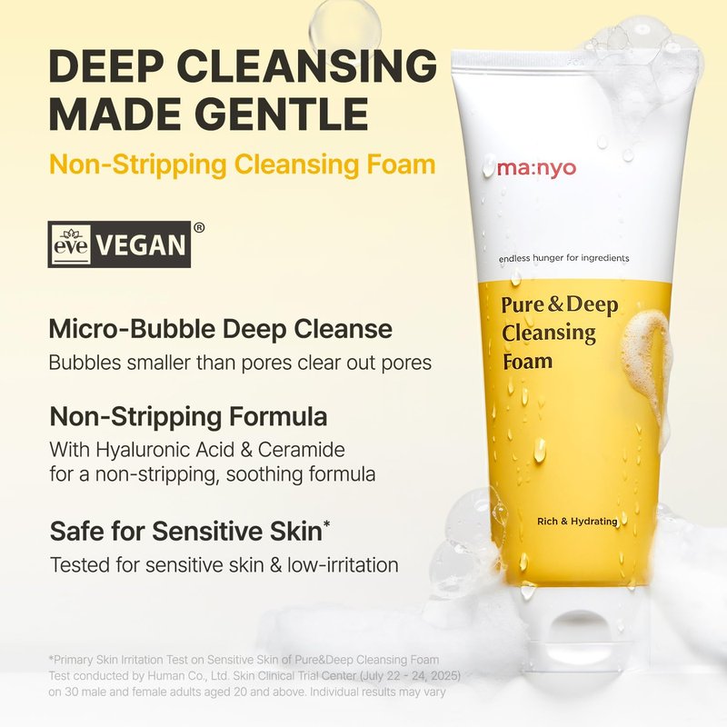 MANYO Pure & Deep Cleansing Foam, Facial Cleanser, for Double Cleansing, Pore Cleaner, Blackhead Remover, Acne Face Wash, Korean Skin Care, Pack of 3, 10.1 fl oz(600ml)