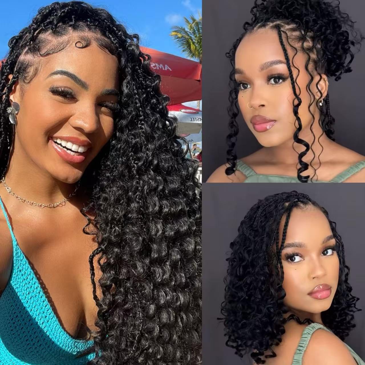 Human Braiding Hair - Boho Water Wave Bulk Extensions | Brazilian Virgin Curly, 14 Inch, Natural Color, 100g