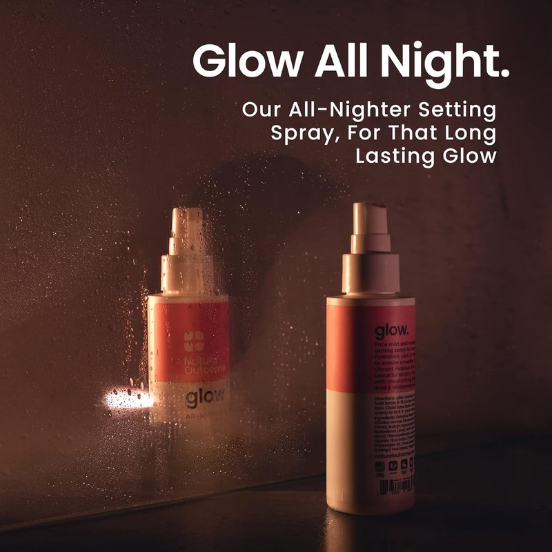Glow Makeup Setting Spray - Mattifying Facial Mist with Hyaluronic Acid & Watermelon | Oil-Free Vegan Formula for All Skin Types, 4 oz