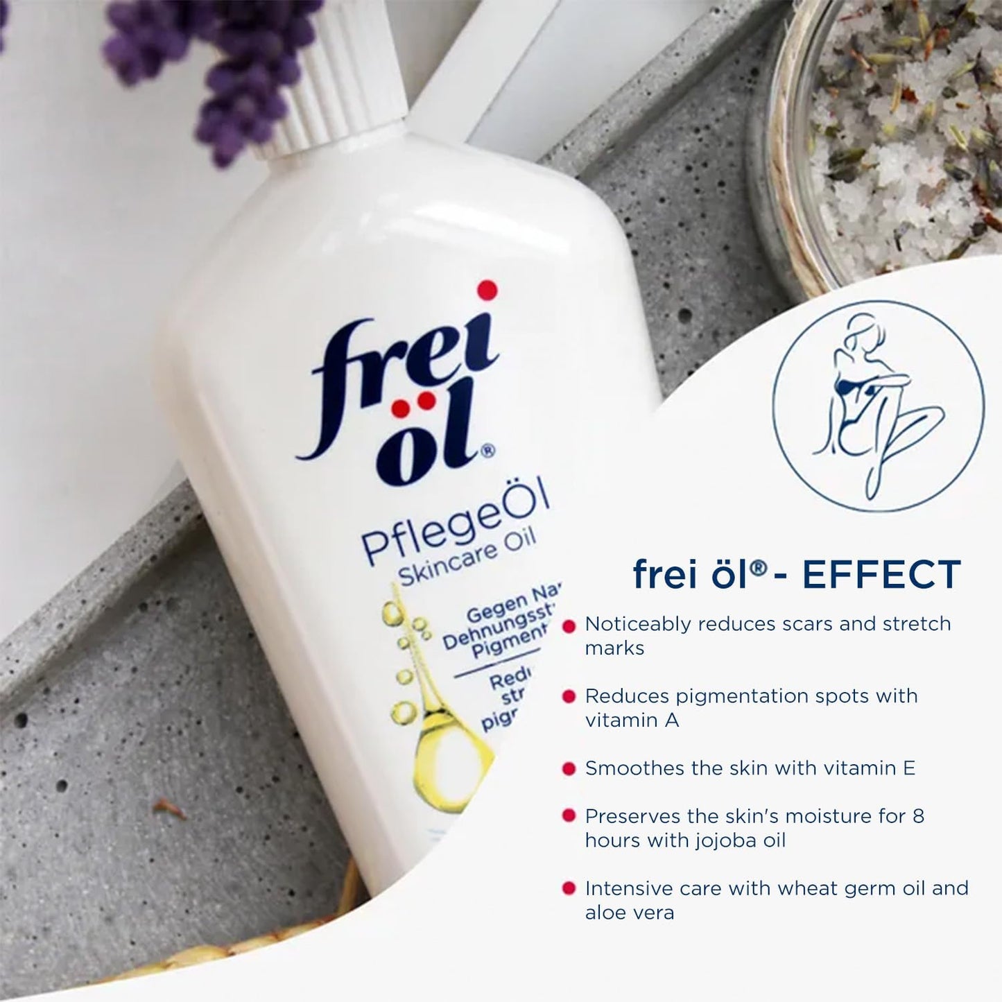 skincare oil – fast absorbing, nourishes skin soft and smooths – excellent as body oil for stretch marks removal and vitamin e oil for scars, microbiome-friendly and vegan, 125 ml / 4.23 Fl Oz