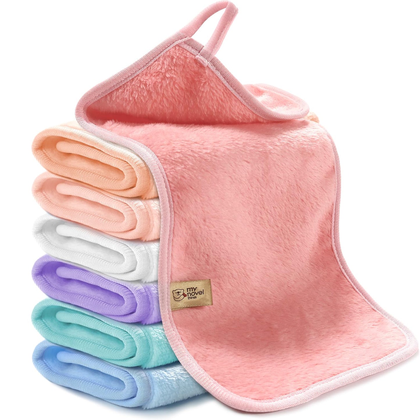 my novel things Makeup Remover Cloth Reusable Makeup Remover Towels, Makeup Washcloths for Face, Soft & Washable Coral Fleece Microfiber Towel