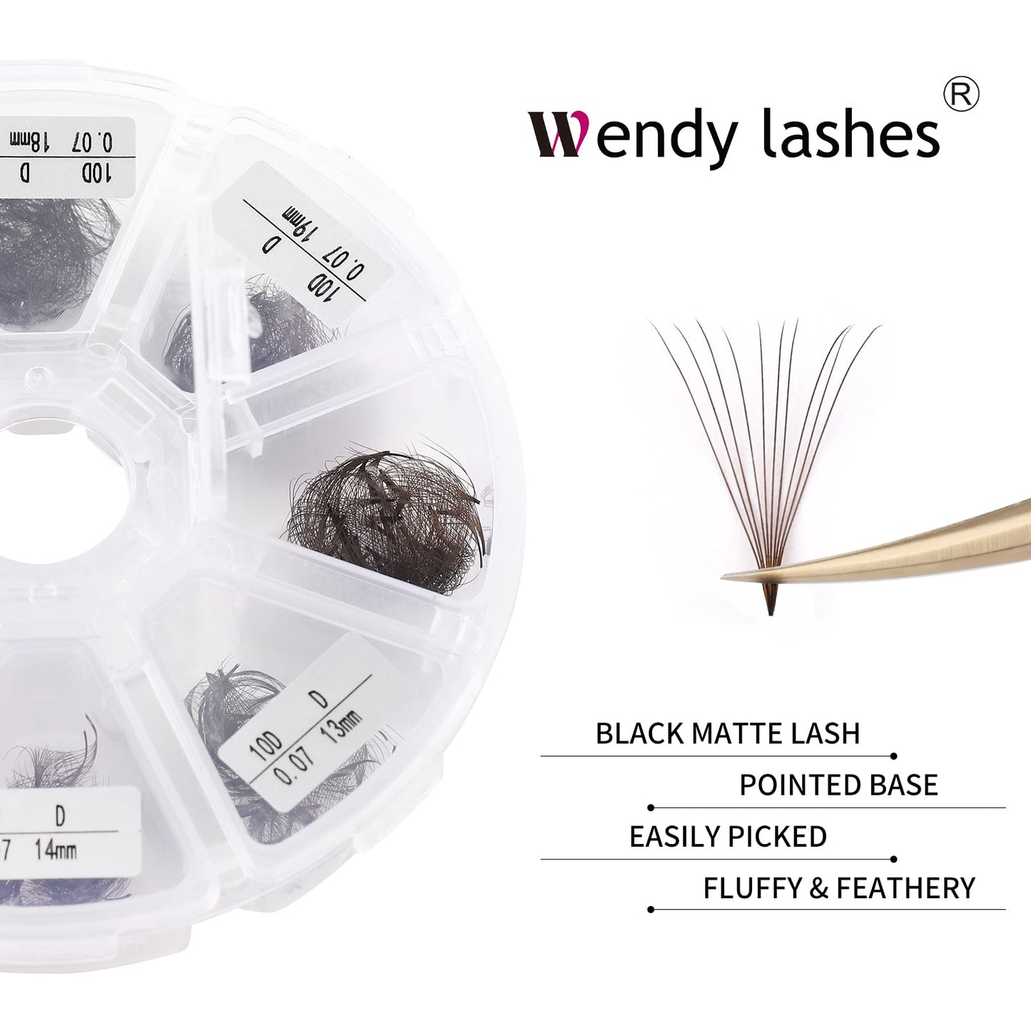 Premade Brown Eyelash Extension 500 Fans Handmade Loose Volume Lashes 10D Pre-made Fans 0.07mm C/D Curl 13-20mm Mixed Volume Eyelash Extensions (500PCS-10D-0.07-D, 13-20mm MIXED)