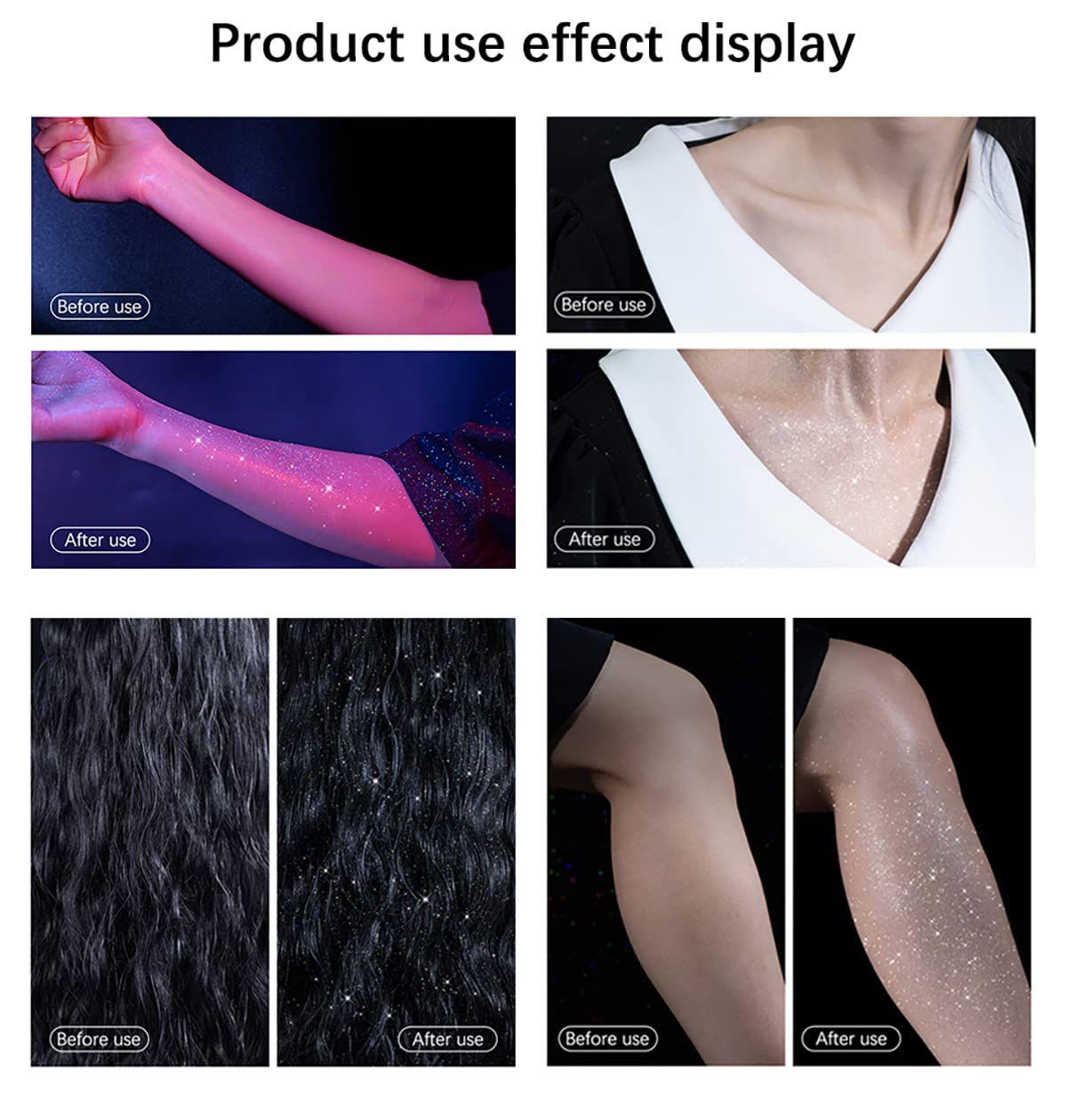 Body Glitter Spray, Perfect Hair and Body Shiny Music Festival Stage Makeup Rave Festival Clothes Glitter Spray. ﻿