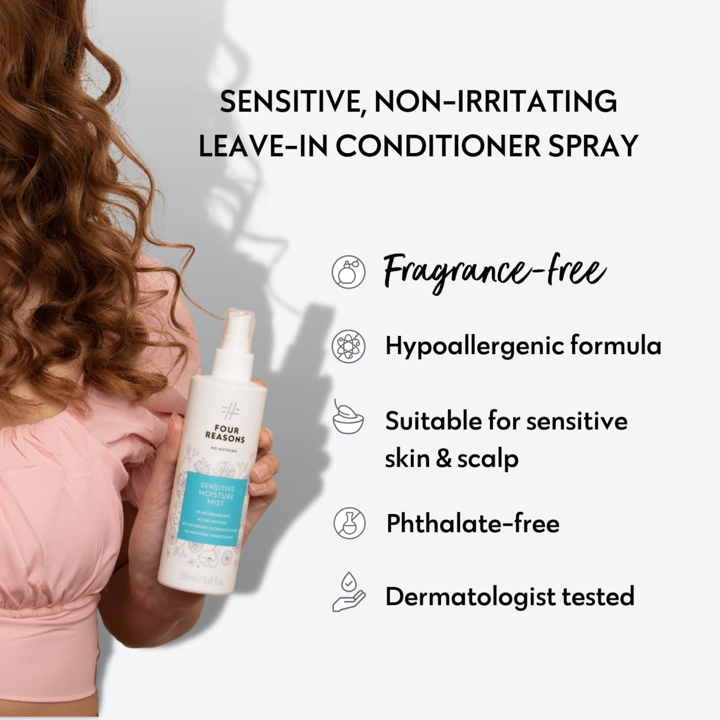 No nothing Moisture Detangling Mist – Fragrance Free Leave In Conditioner Spray & Heat Protectant for Hair – Hypoallergenic Detangler Spray for Sensitive Scalp & Dry Hair, 8.5 fl oz