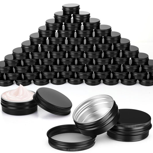 Moxweyeni 150 Pack 0.5 oz Containers with Lids 15 ml Black Tins 1/2 oz Aluminum Metal Tins Small Round Containers for Salve, Balms, Toiletries, Creams, Samples
