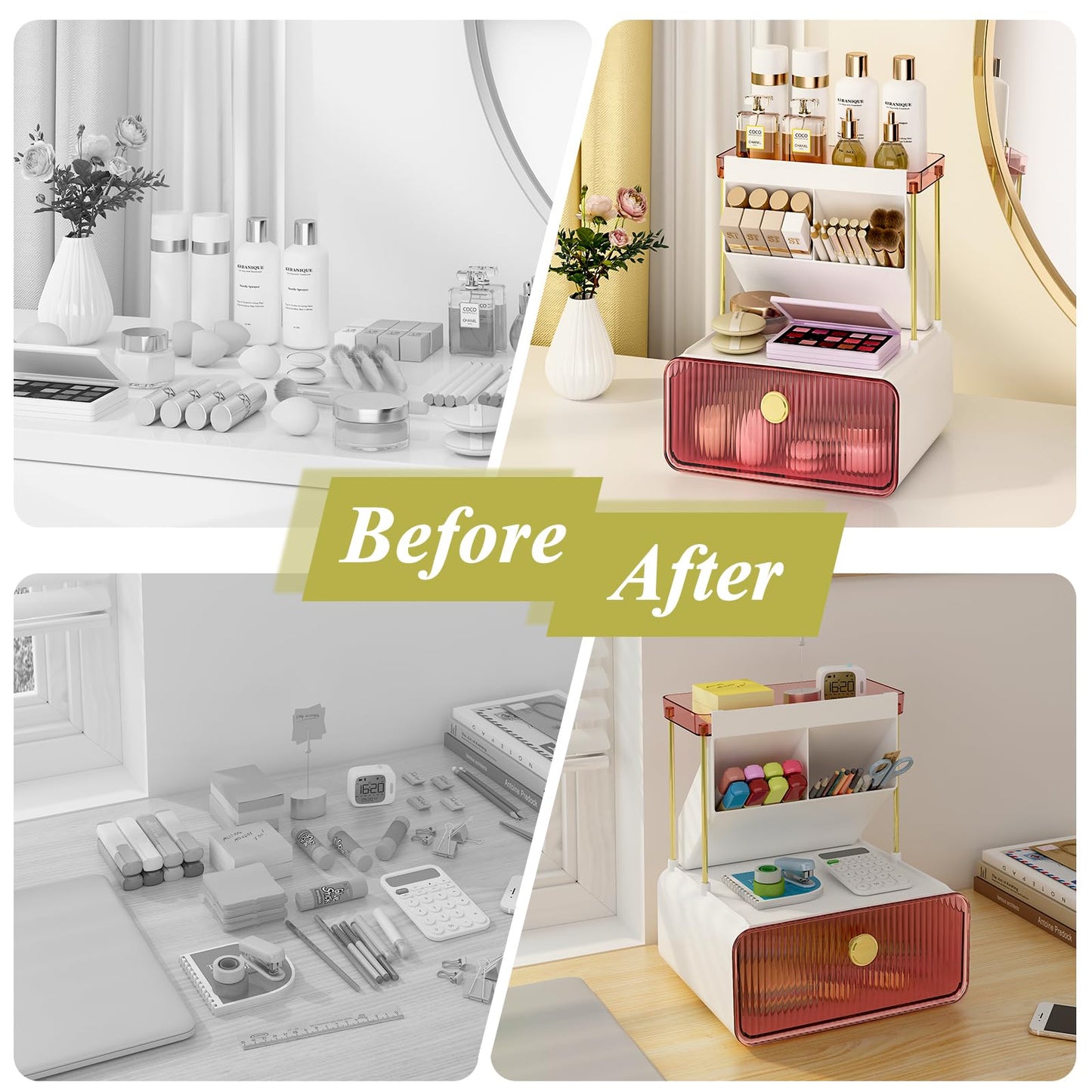 FOLLOWIN Bathroom Organizers and Storage with Drawer, Makeup Organizer