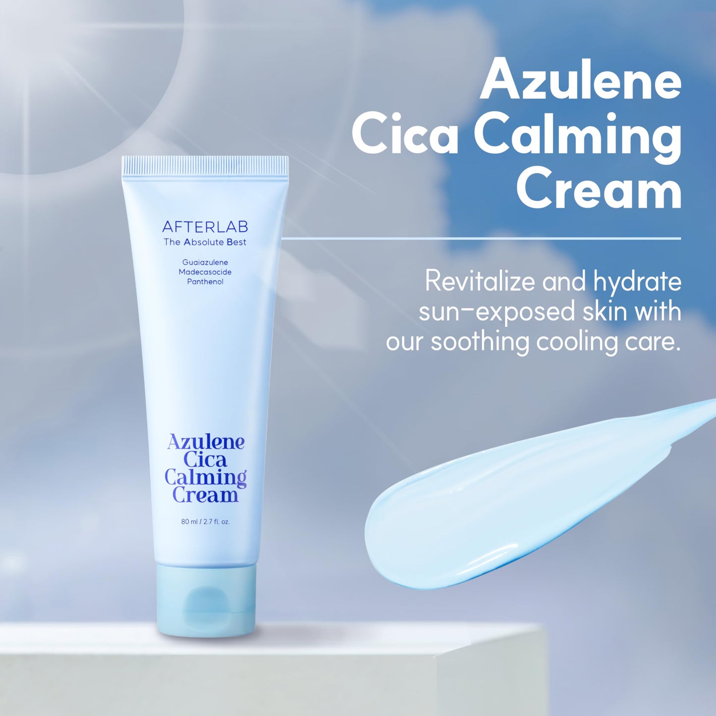 AFTERLAB Azulene CICA Calming Cream, Sensitive Skin Moisturizer for Men & Women, Soothing Hydration for Redness-Prone Skin, After-Shave Comfort, 2.7 fl.oz/ 80ml