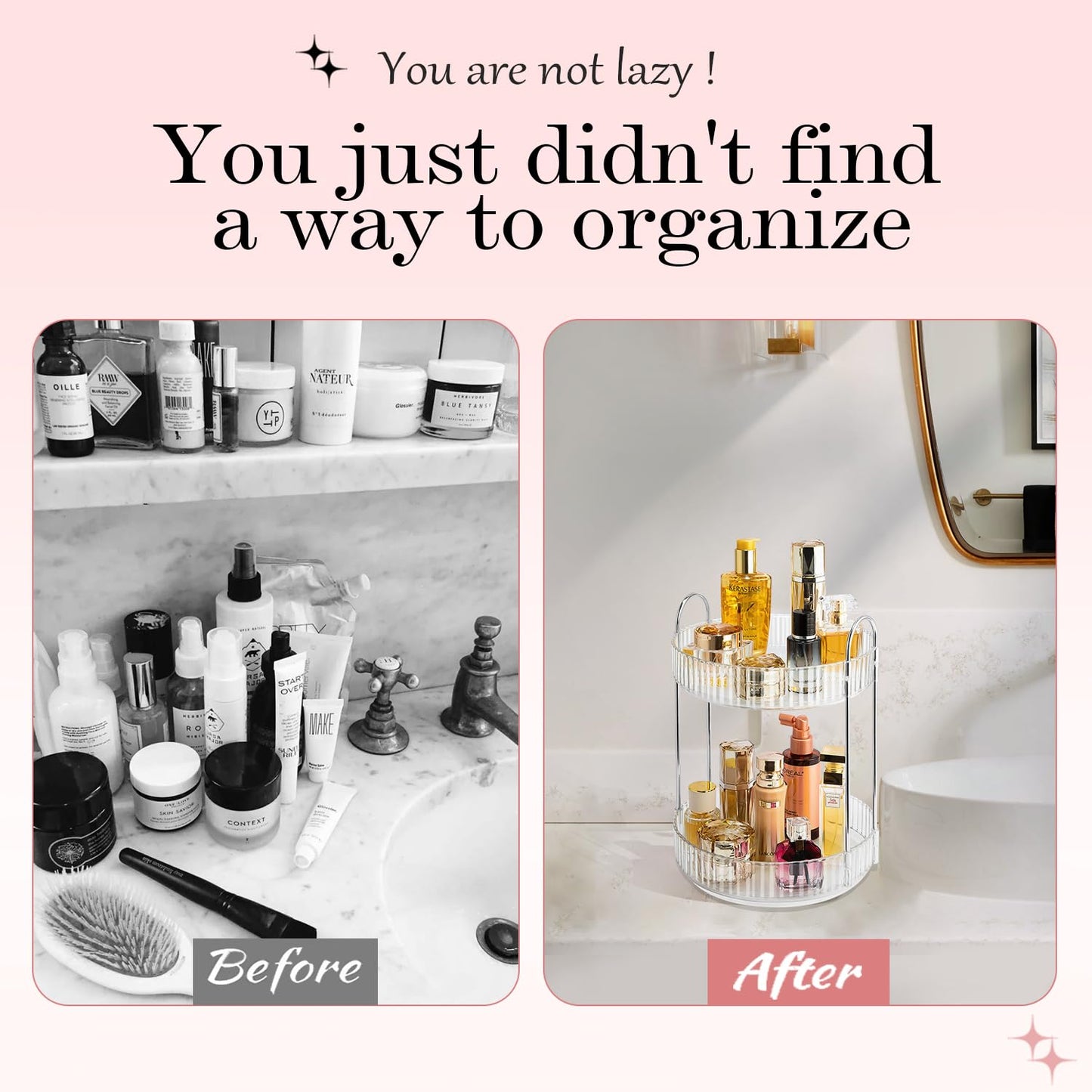 ALUYUYO 360° Rotating Makeup Organizer for Vanity, Spinning Cosmetics Organizer Holder Rack, Large Capacity Bathroom Organizer Countertop, Fits Perfume, SkinCare, Makeup Brushes 3 Tiers, Transparent