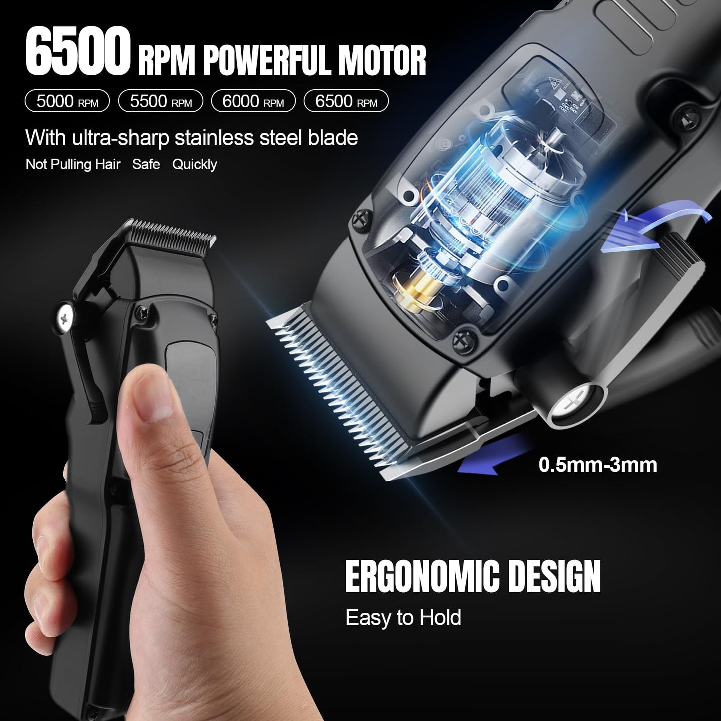 Zesuti Hair Clippers Set for Men with Beard Trimmer,Professional Cordless Hair Trimmer for Men,Barber Kit Professional for Man Haircutting Machine with LED Display,Father's Day Gifts