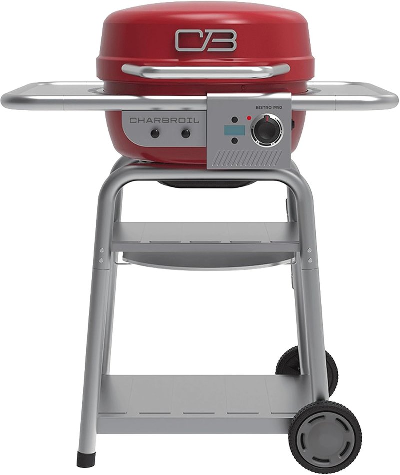 Charbroil 3-in-1 Dual Fuel Outdoor Electric Grill & Griddle | Charcoal BBQ Mode, Red