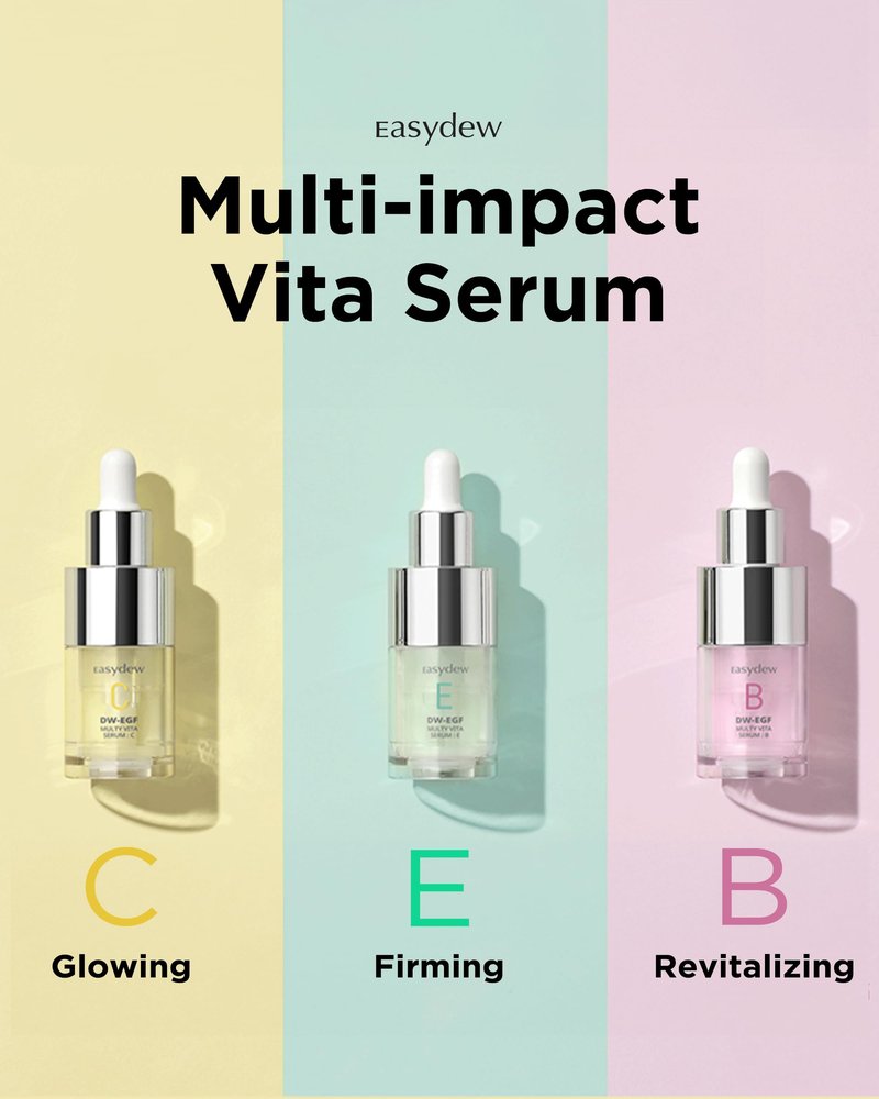 EASYDEW Multi Vita C Serum - Korean Facial Serum for Uneven Skin Tone & Dull Skin with Vitamin C, EGF Peptide, Niacinamide - Prevent-Oxidation Skin Vitality & Radiance Complexion, 0.47 fl.oz.