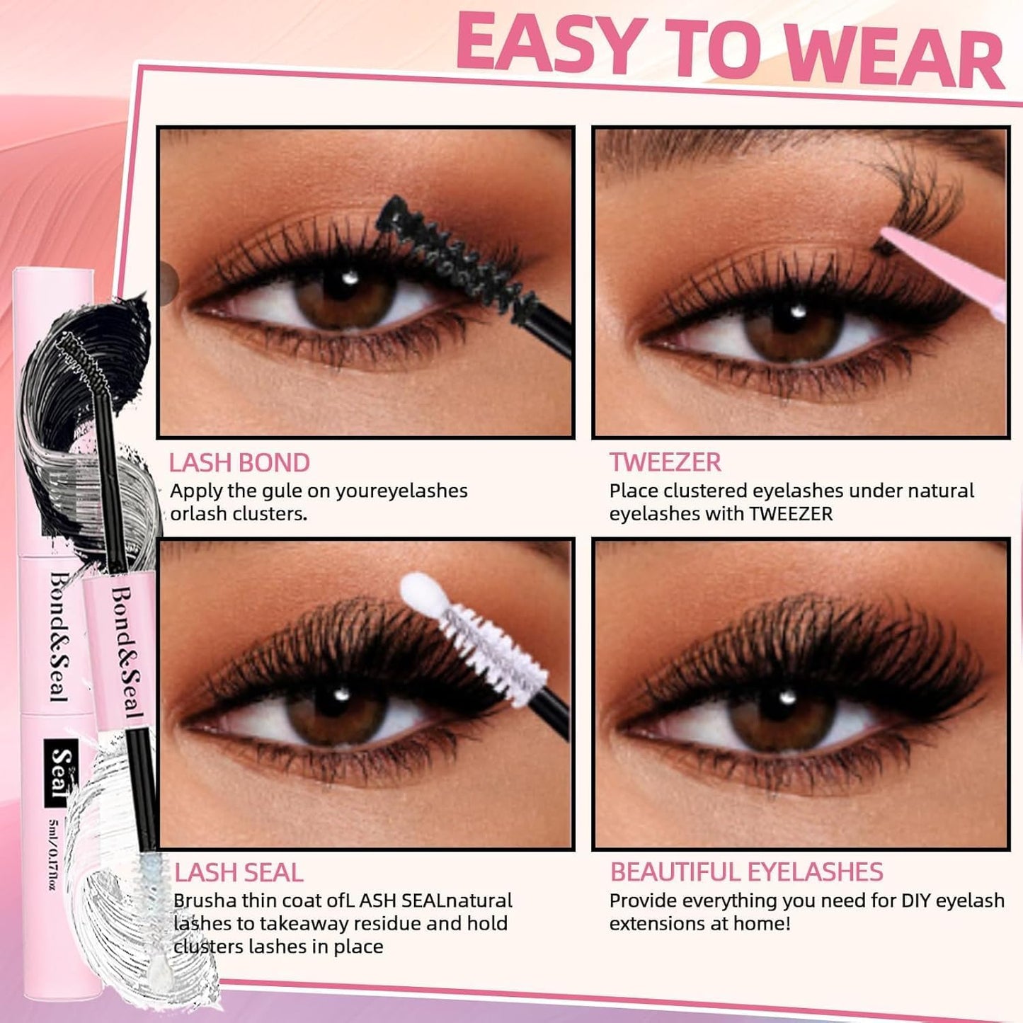 QUKLOGEN DIY Lash Extension Kit 930Pcs D Curl 9-18mm Lash with Lash Bond and Seal,Quick Glue Remover Lash Shampoo Cleansing Brush Headband Wristband Tweezers Eyelash Brush Mini Applicator