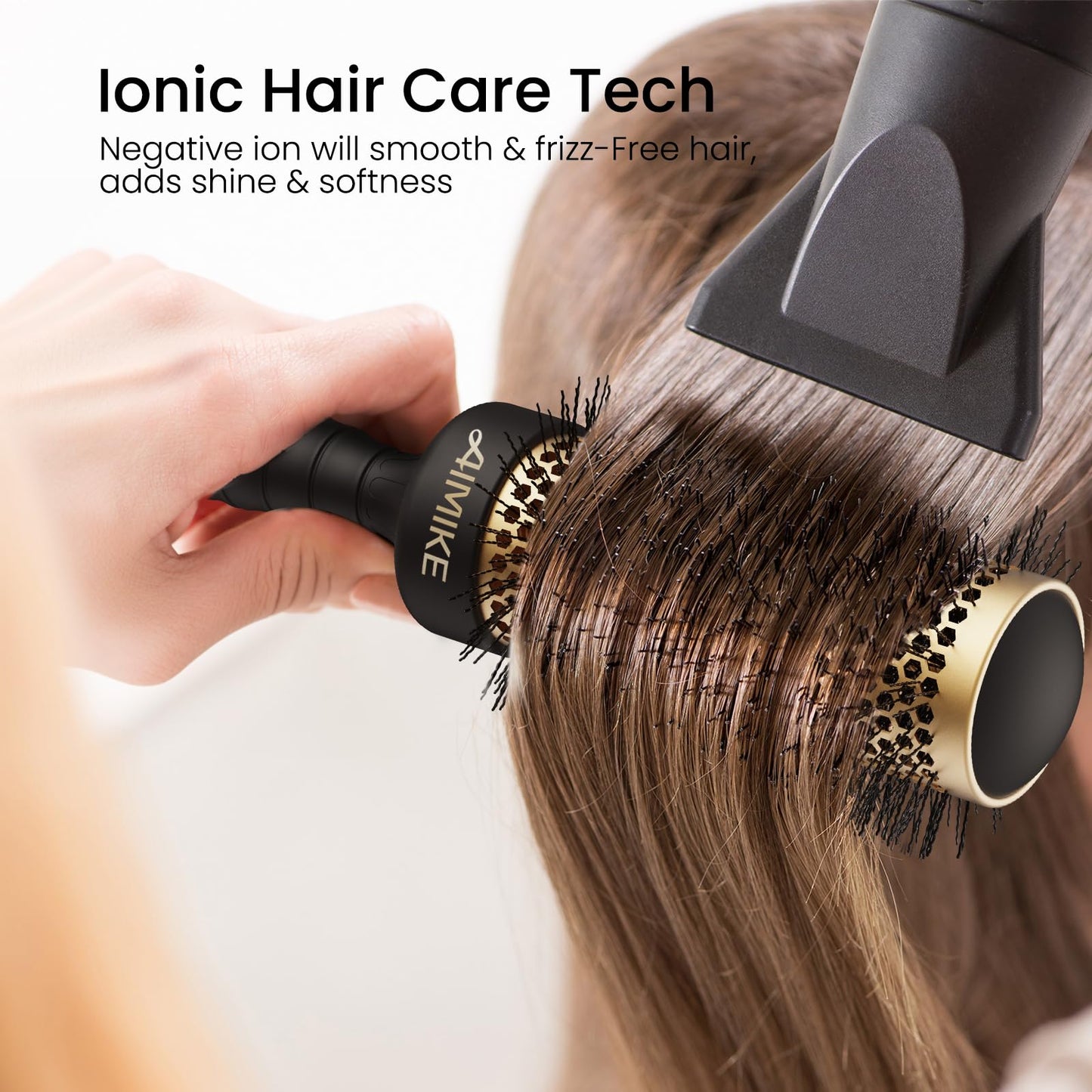 AIMIKE Round Brush for Blow Out, Medium Round Hair Brush with Nano Thermal Ceramic Tech, Quick Blow Drying & Styling, Volumizing Blowout Brushes for Women Medium Hair, 1.7 in Barrel (Not-electric)