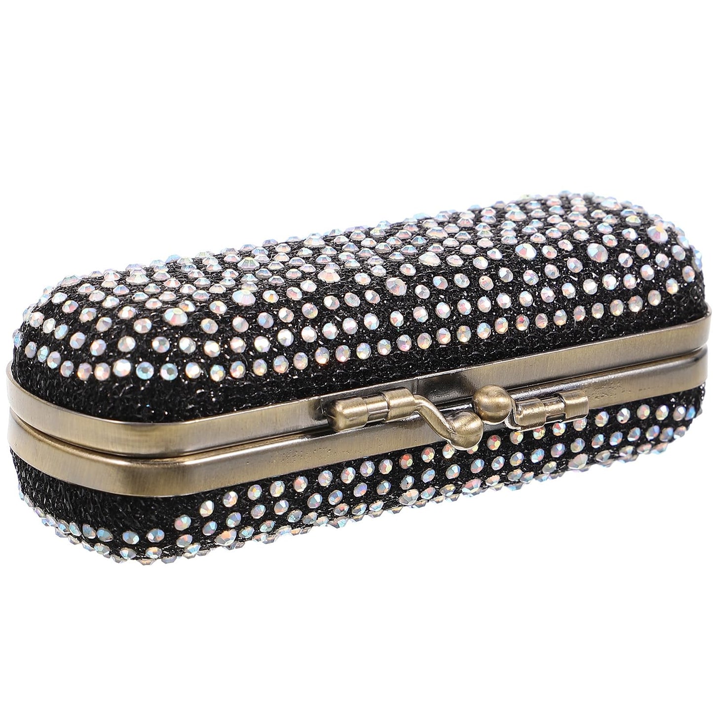 ABOOFAN Lipstick Case with Mirror Portable Lipstick Holder Rhinestone Cosmetic Storage Box Compact Travel Organizer 3.93X1.77X1.18In