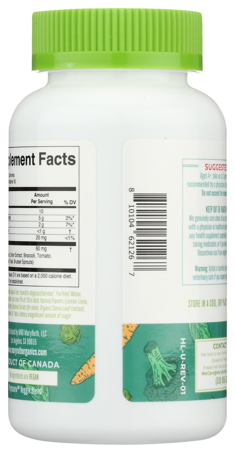 MaryRuth's Super Greens | Naturally-Occurring Quercetin | Spirulina | Broccoli Root | Kale Leaf | Sugar Free Gummies for Adults and Kids Ages 4+ | 2g Fiber | Vegan | 60 Count