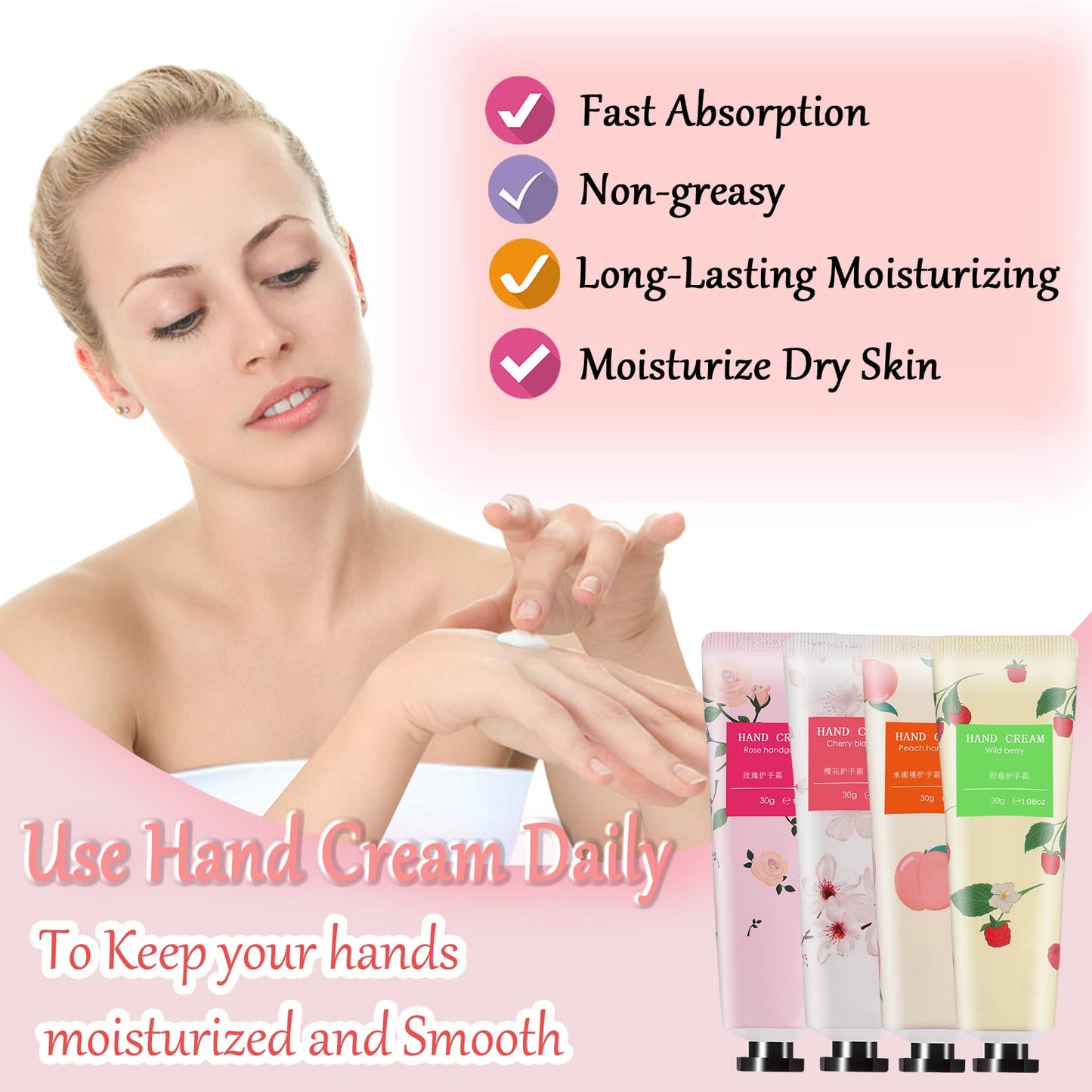 Loccmat 30 Pack Hand Cream Gift Set,Hand Lotion for Dry Cracked Hands,Moisturizing Hand Care Cream with Natural Plant Fruit Scented,Mini Hand Lotion Travel Size Bulk(Chinese and English language)