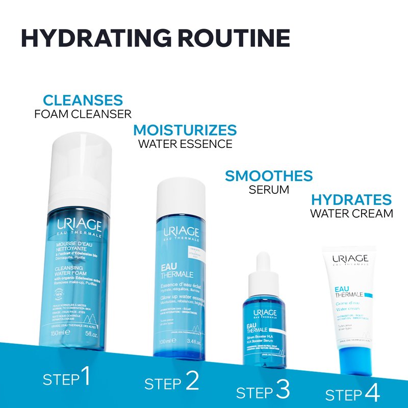 Uriage Thermal Water Essence, Facial Hydration Booster with Hyaluronic Acid & Thermal Water to Moisturize, Brighten and Plump the Skin for 24hrs
