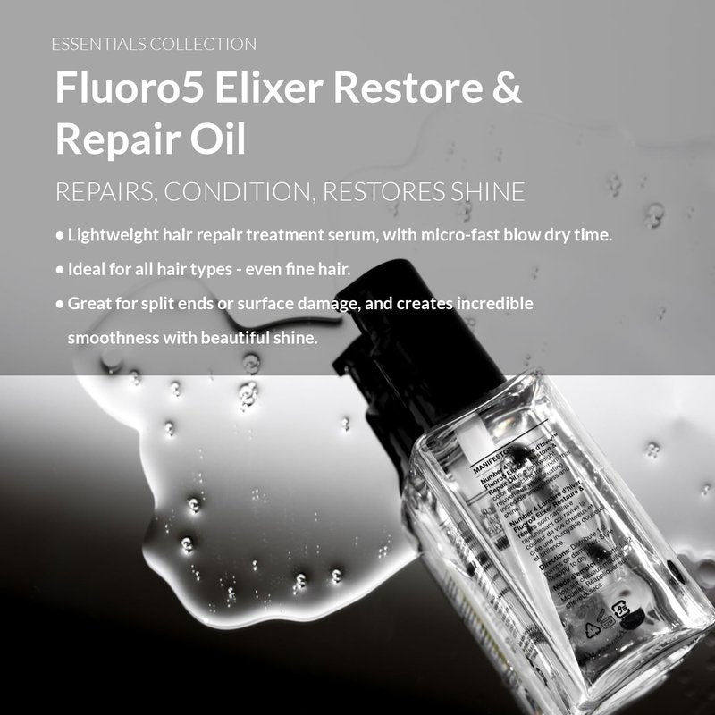 Number 4 Hair Oil - Fluoro5 Elixir Restore & Repair Anti-Frizz Serum for Damaged Hair | 2.0 oz
