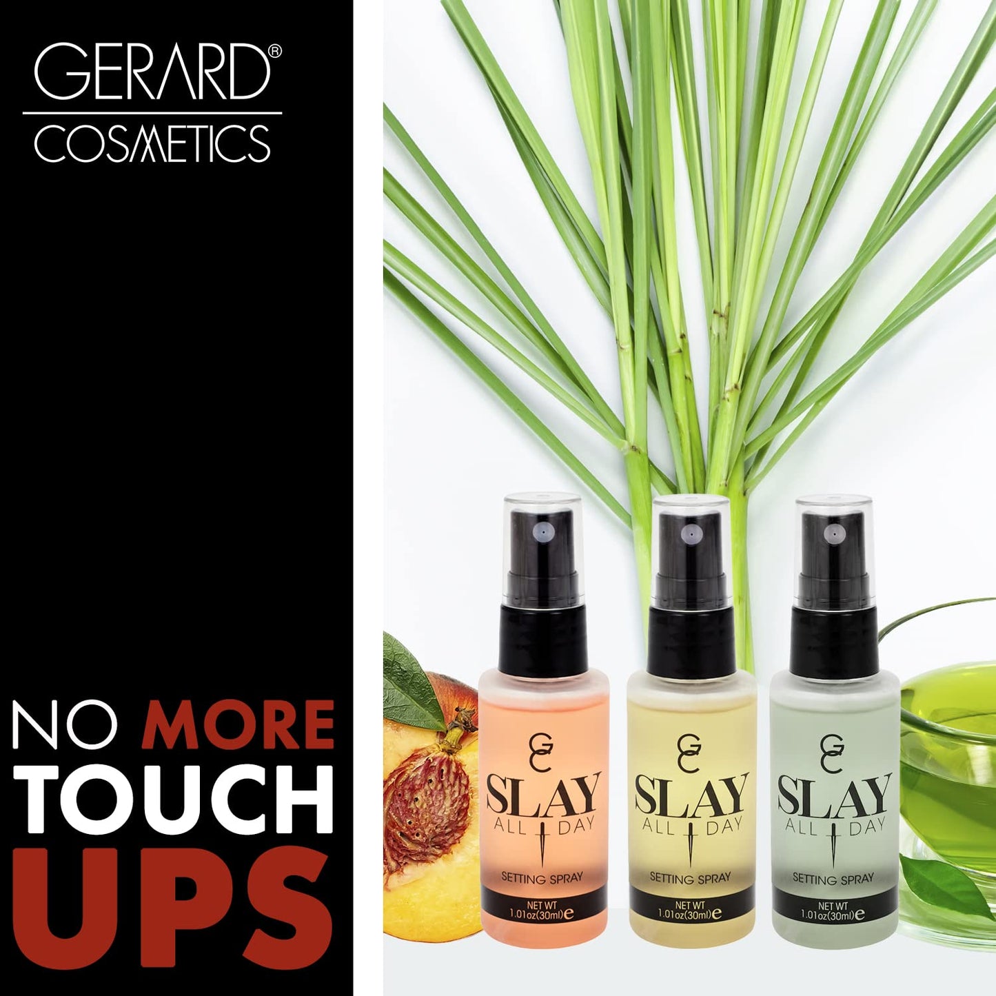 Slay All Day Setting Spray - Garden Party Set by Gerard Cosmetic for Women - 3 Pc 1.01oz Peach, 1.01 Lemongrass, 1.01oz Green Tea