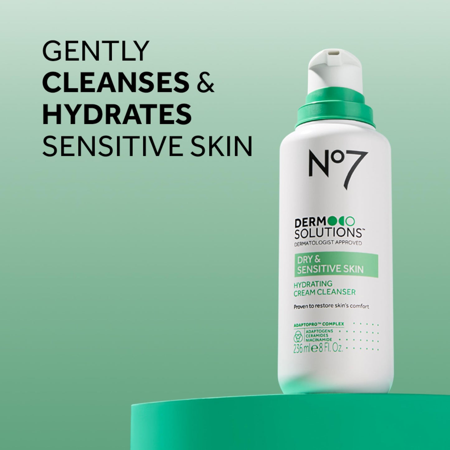 No7 Derm Solutions Hydrating Facial Cleanser & 100hr Face Moisturizer - With Ceramides, Niacinamide & Adaptogens to Maintain Skin's Moisture Barrier - For Dry & Sensitive Skin (2-Item Bundle)