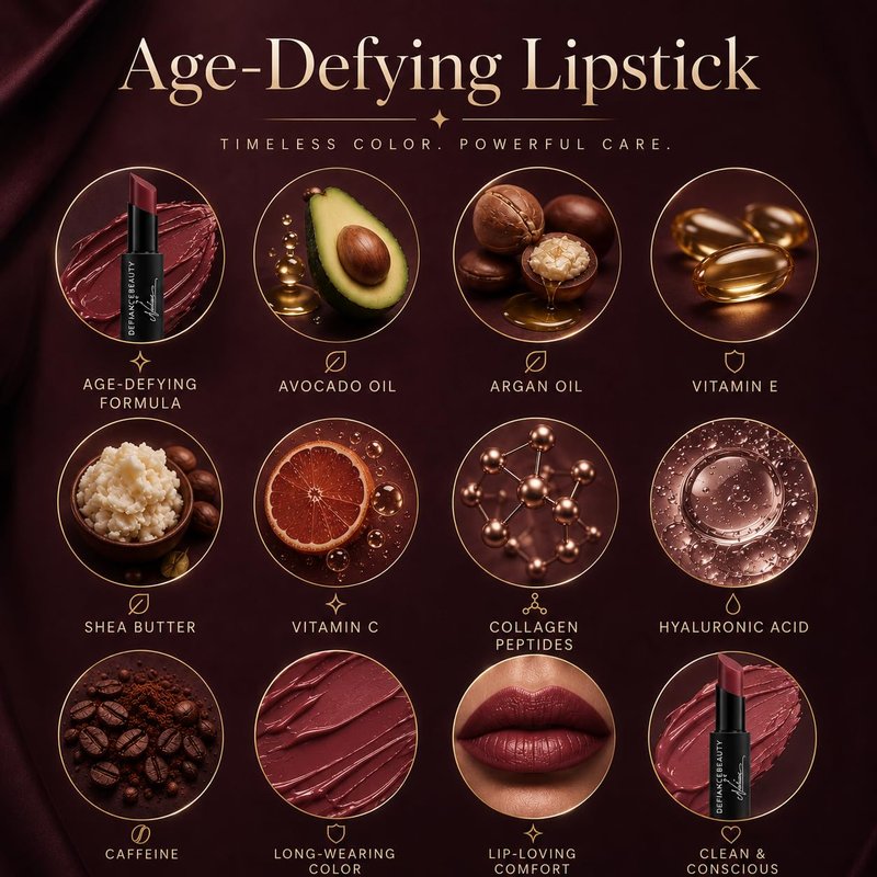 Defiance Beauty Fearless Age-Defying Lipstick Makeup - Moisturizing & Long Lasting Lipstick for Women - Electric Blue-Red