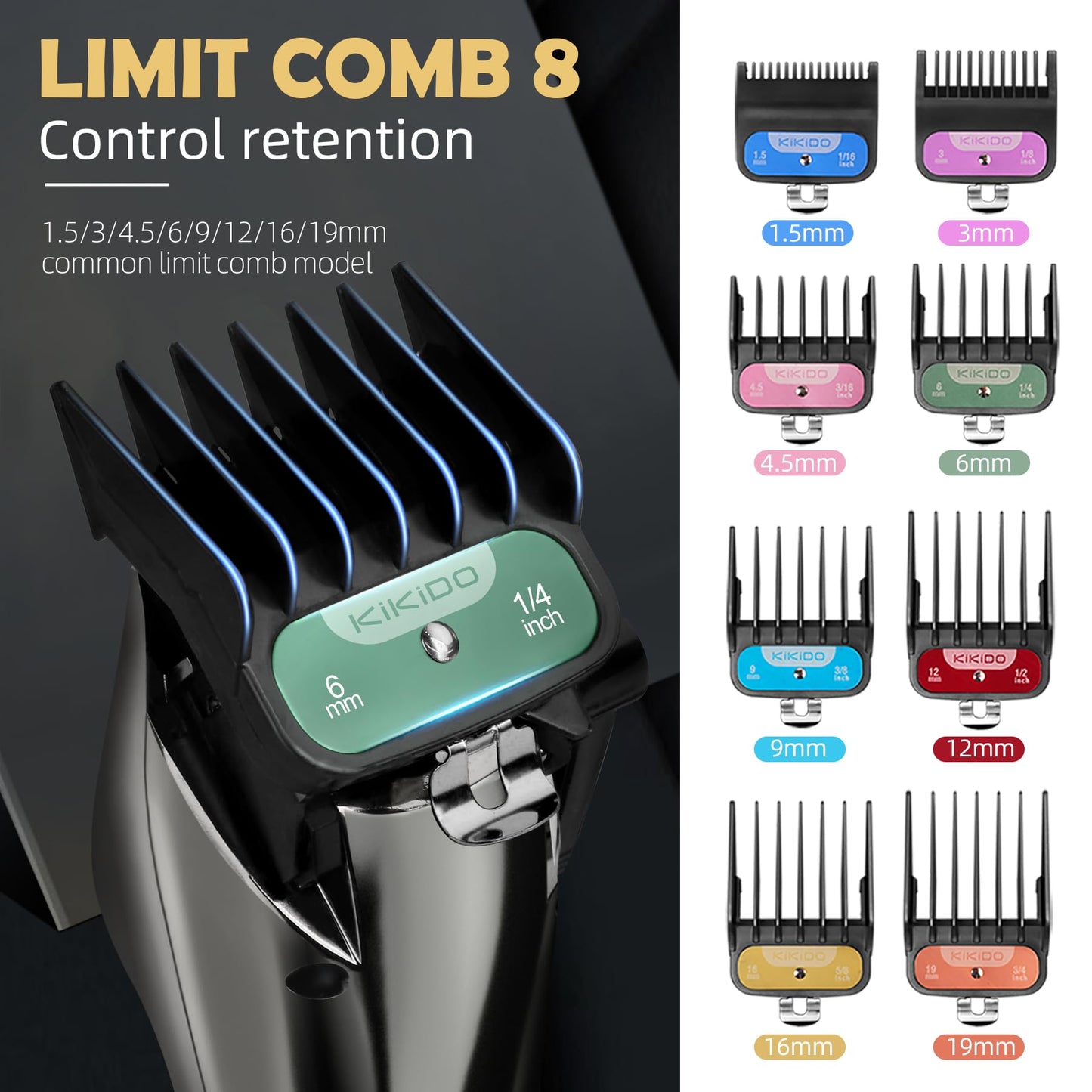 KIKIDO Hair Clippers for Men + T-Blade Trimmer Kit, Rechargeable Barber Trimmer with LCD Display & Guide Combs for Hair Cutting, Cordless Hair Clipper, Professional Clippers Set for Home Use