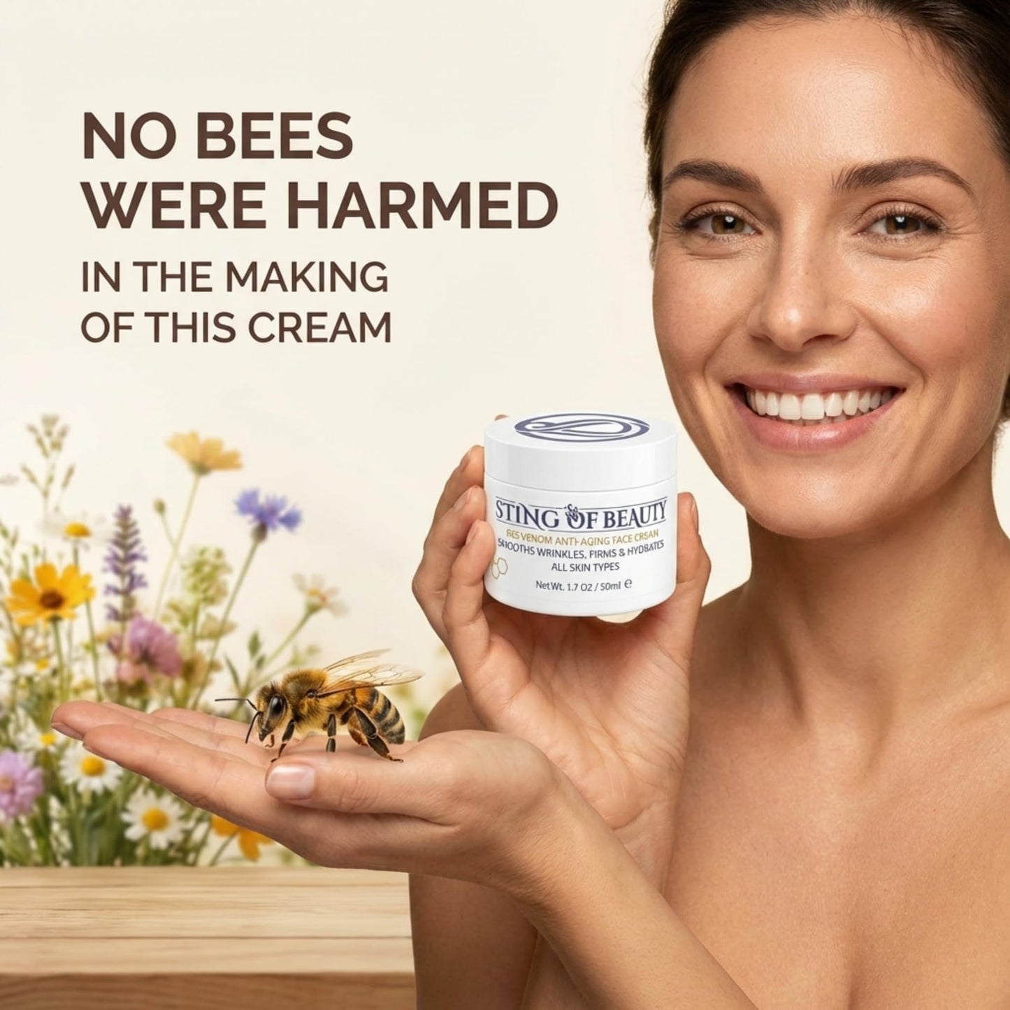 STING OF BEAUTY Anti-Aging Face Cream – Bee Venom & Propolis for Wrinkles & Firming, Visible Lifting Effect, Made with Propolis from Our Own Beehives, 1.7 oz