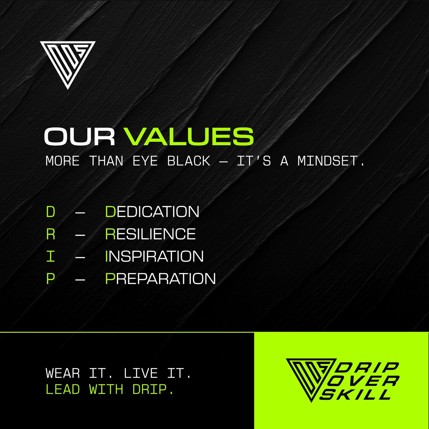 Eye Black by DRIP Over Skill, Made with Natural Ingredients, Dermotologist-Tested, Skin-Safe Sports Face Paint Stick, Repels Sweat, Anti-Glare, Clean Eye Black Baseball, Football, Softball, Lacrosse