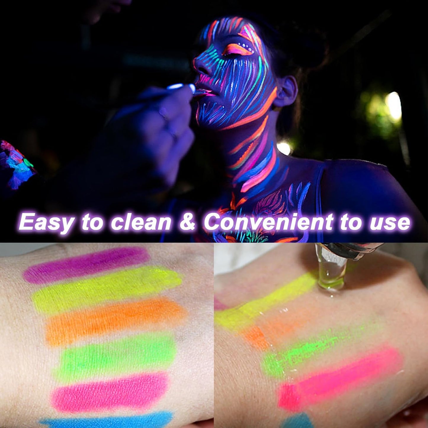 Glow in The Dark Face Body Paint Kit - Neon Makeup Sticks for Halloween | 10 Color Set