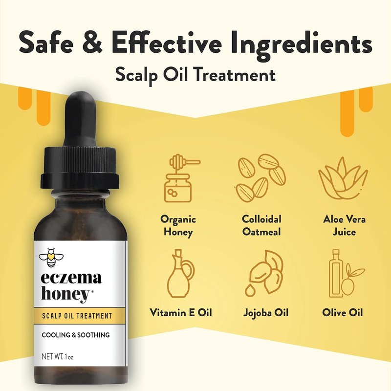 Eczema Honey Soothing Scalp & Hair Oil - Natural Relief Serum for Dry Itchy Scalp | 1 Oz Treatment for Psoriasis & Dandruff