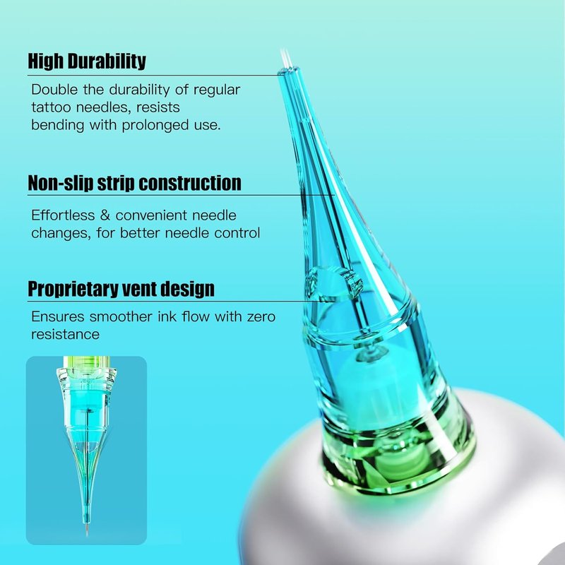 Ultimate Tattoo Needles Cartridges - 20 Pcs Precision Round Magnum 1207RM for Fast Color Application