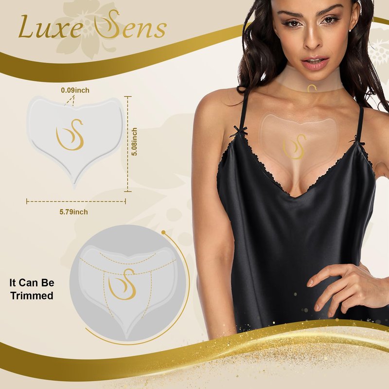Luxe Sens Chest Wrinkle Patches 2 Pack, Reusable Silicone Pads for Wrinkles, Anti Wrinkle Patches for Skin Firming and Smoothing, Overnight Chest Wrinkles from Side Sleeping (30 Day Supply)
