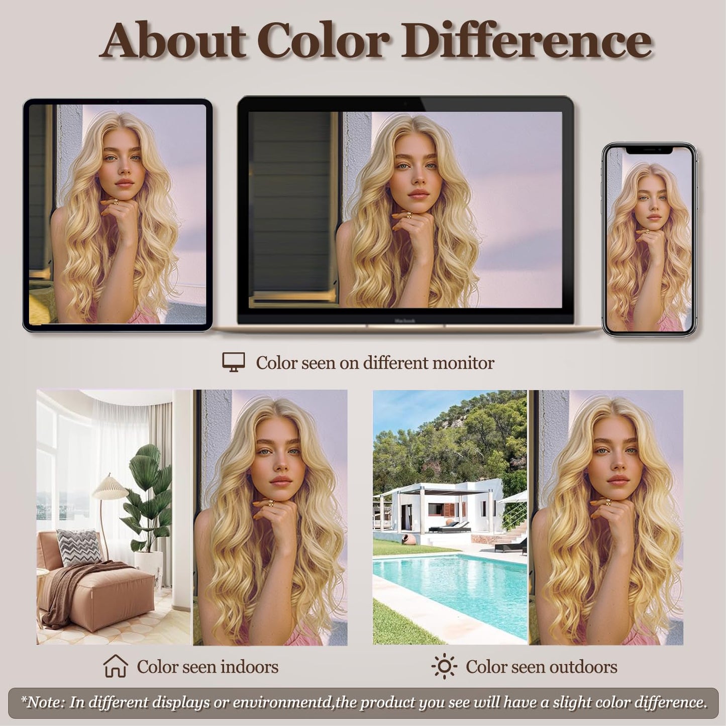 Long Mixed Blonde Wig for Women 26 Inch Wavy Synthetic Wig Middle Part Natural Looking Heat Resistant Balayage Blonde Curly Wig for Daily Use Cosplay Halloween Party