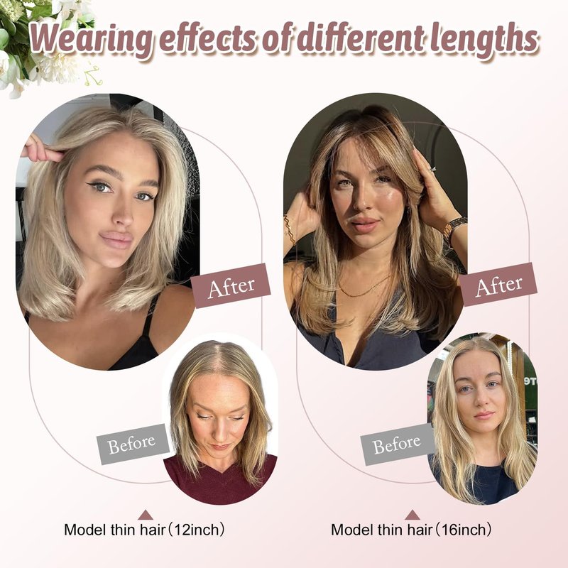 Megito Hair Topper 12inch Clip in Synthetic Hair Toppers for Women with Thinning Hair Lightweight and Breathable 6.5"X6.5" Big Base Toppers Hair Pieces for Women Daily Use Black