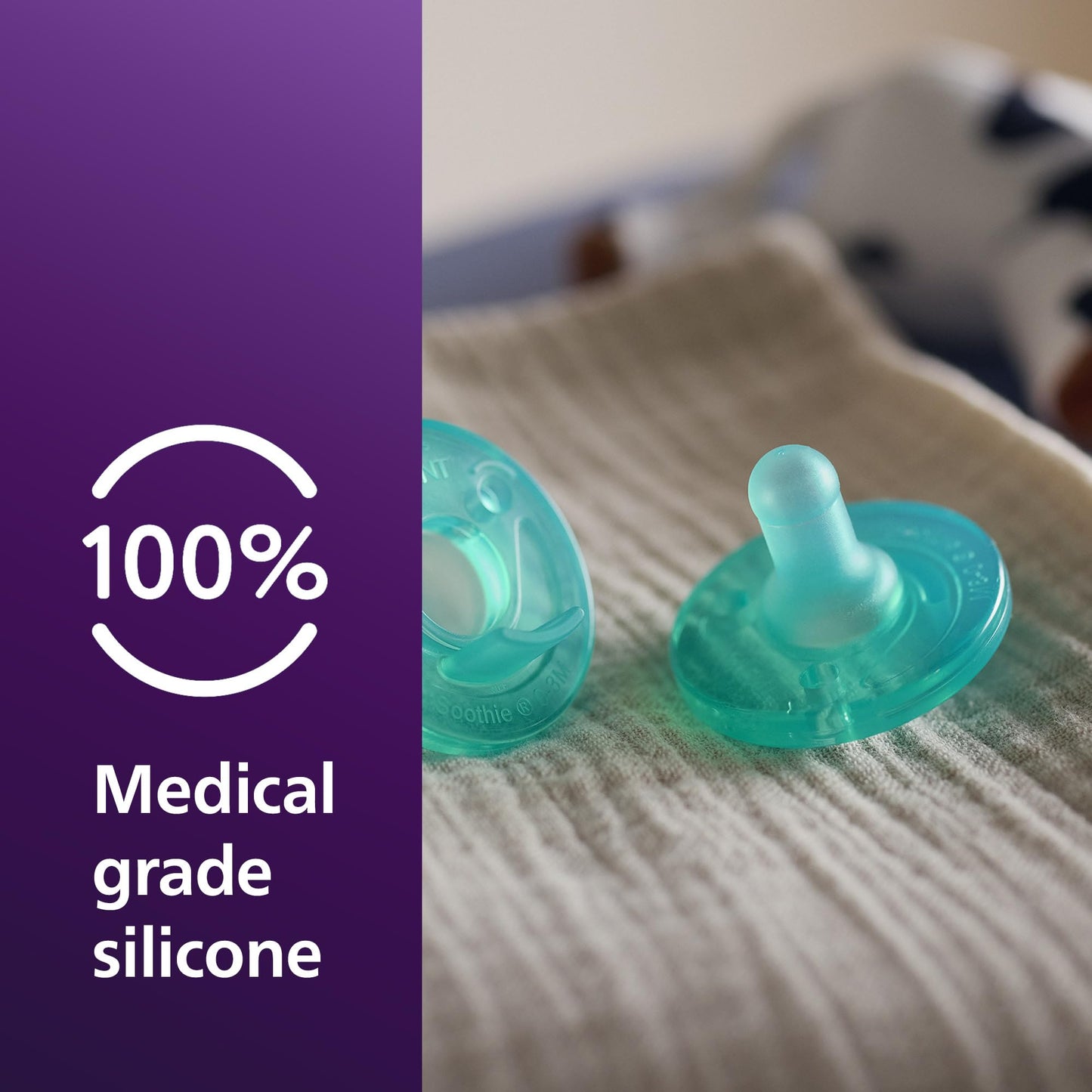 Philips Avent Soothie Baby Pacifiers - 100% Silicone Pacifiers for Babies 0-3 Months, One-piece Design, BPA-Free, Extra Durable, Green, 4 Pack, Model SCF190/41