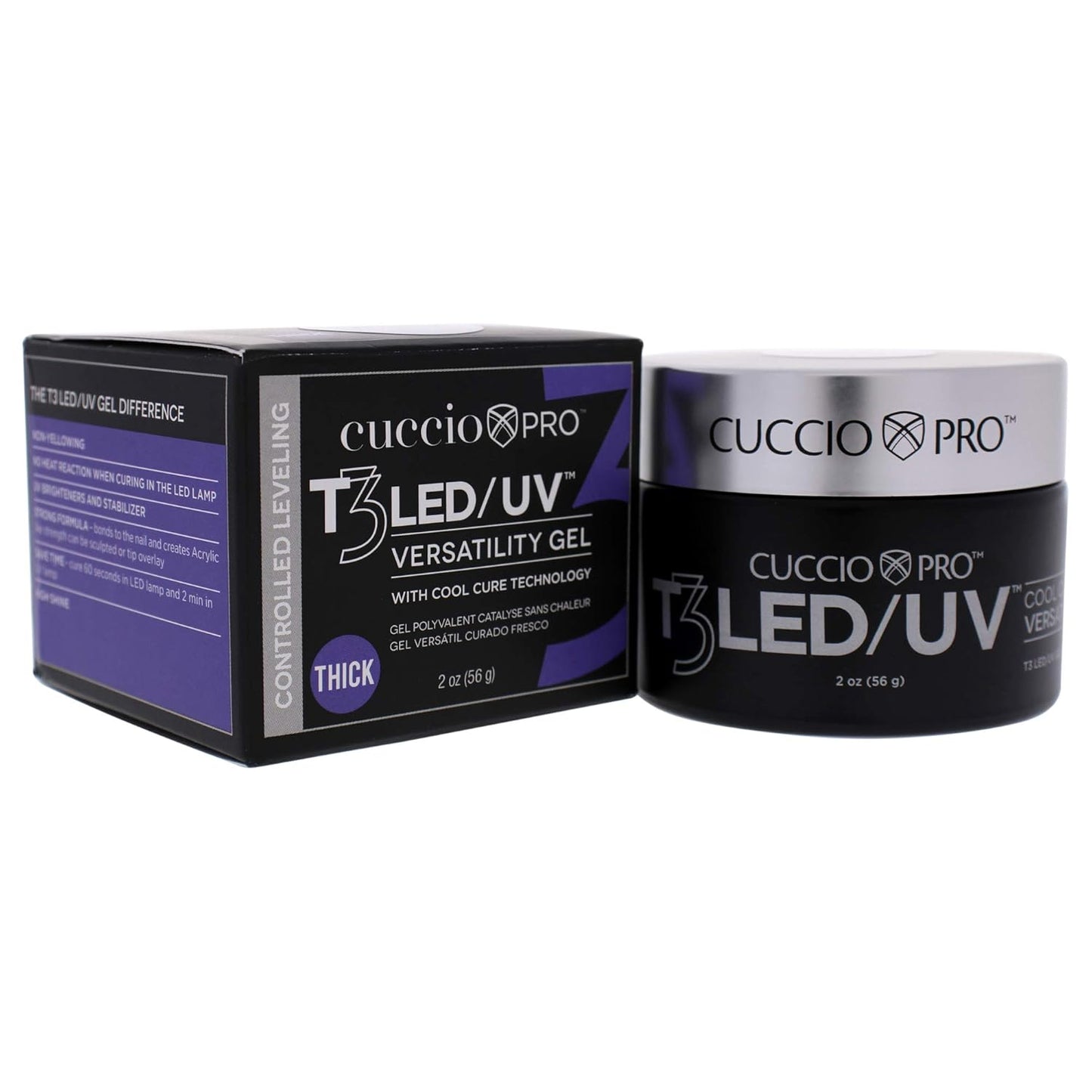 Cuccio Pro T3 LED/UV Cool Cure Nail Gel - Flexible, Strong Adhesion, Quick Cure - 2 Oz