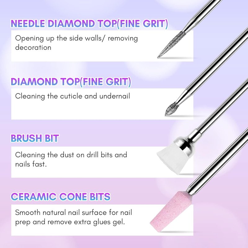 Makartt 7Pcs Nail Drill Bit Set - Tungsten Carbide Bits for Acrylic & Gel Nail Removal | Professional Nail Care Tools
